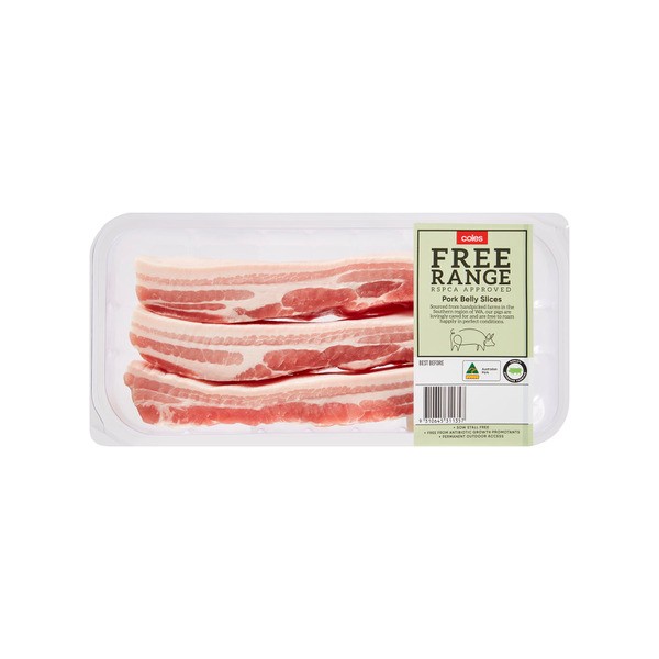 Coles Free Range Pork Belly Slices | 400g