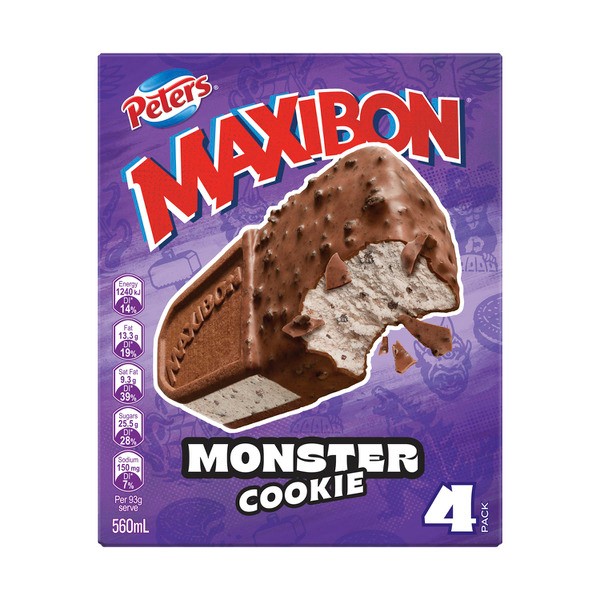 Peters Maxibon Ice Cream Monster Cookie 4 pack | 560mL