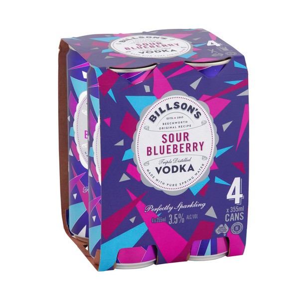 Billson's Sour Blueberry Vodka Mixed Drink Can 355mL | 4 Pack
