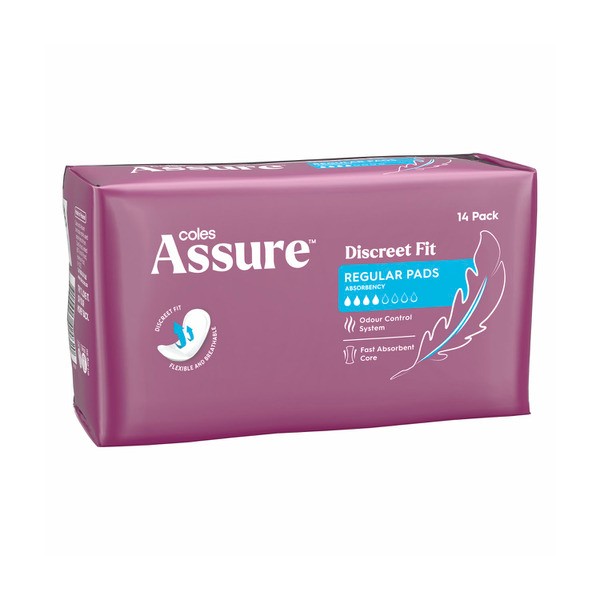 Coles Assure Incontinence Pads Regular | 14 Pack
