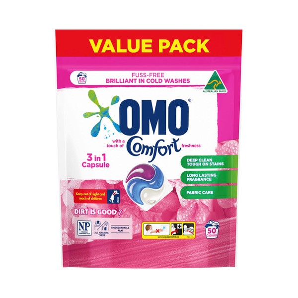 OMO Touch of Comfort 3 in 1 Laundry Capsules 50 Washes | 50 pack