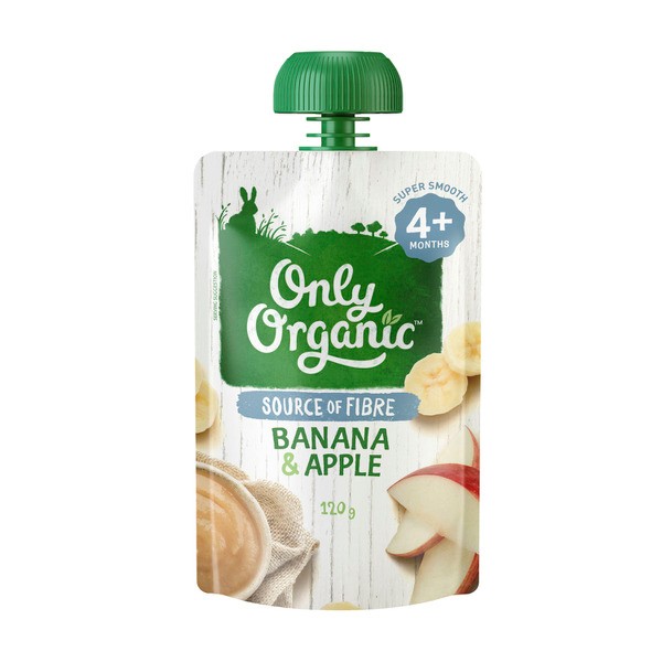 Only Organic Banana & Apple Pouch 4+ Months | 120g