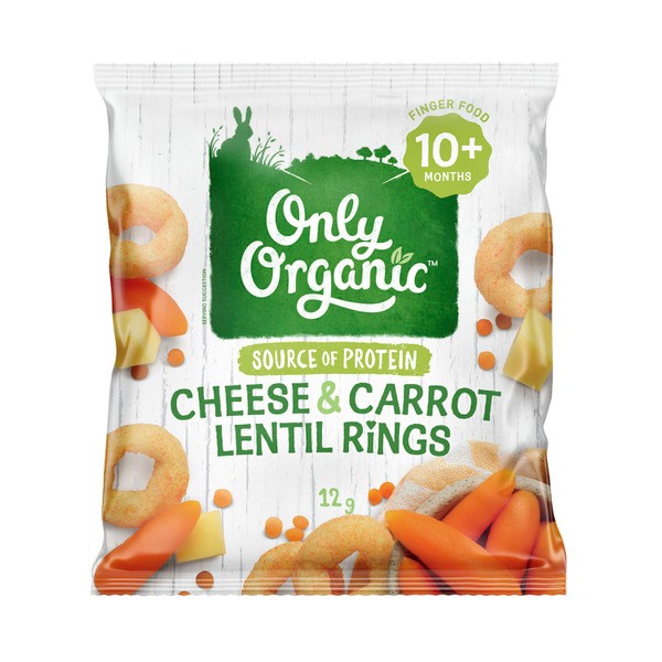 Only Organic Cheese & Carrot Lentil Rings 10+ Months | 12g