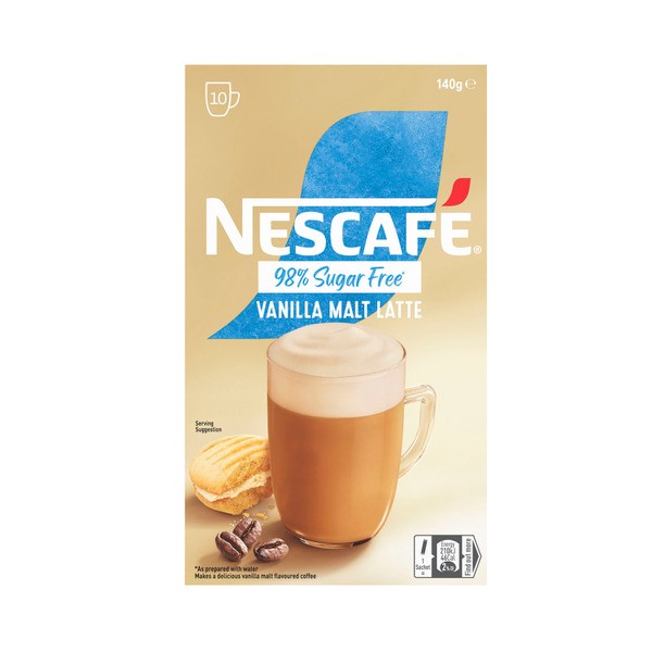 Nescafe Gold 98% Sugar Free Vanilla Malt Latte Sachets | 10 pack