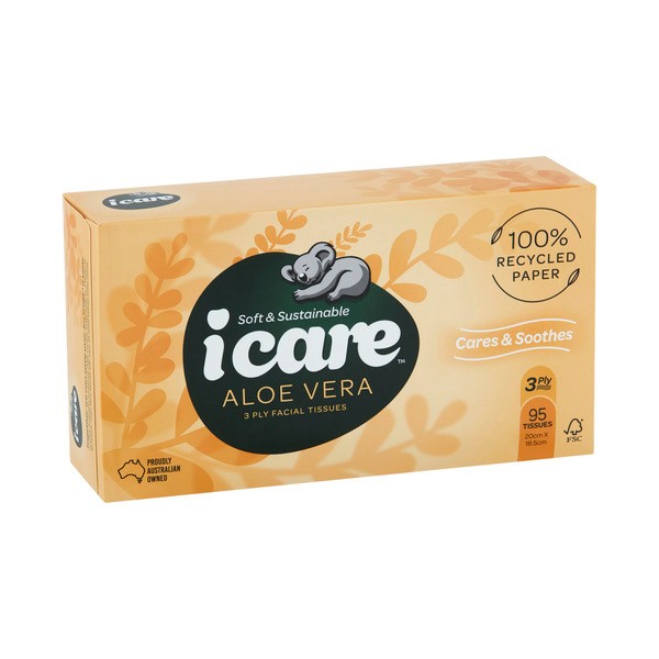 Icare Facial Tissues 100% Recycled Aloe Vera | 95 pack
