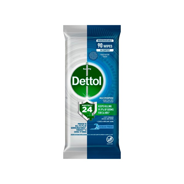 Dettol Protect 24 Hour Multipurpose Cleaning Wipes Ocean Fresh | 500mL