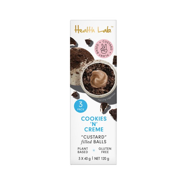 Health Lab Cookies N Cream Custard Filled Balls 3x40g | 120g