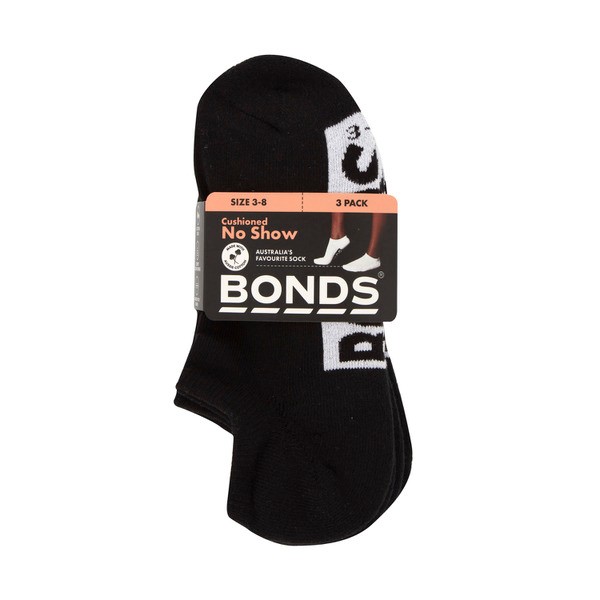 Bonds Womens Logo No Show Size 3-8 | 3 pack