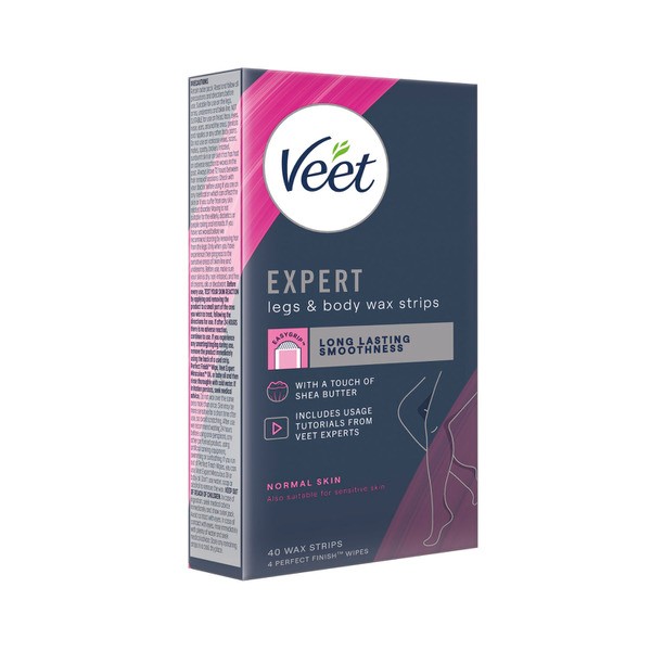 Veet Expert Hair Removal Strips Cold Wax Strips Legs & Body | 40 pack