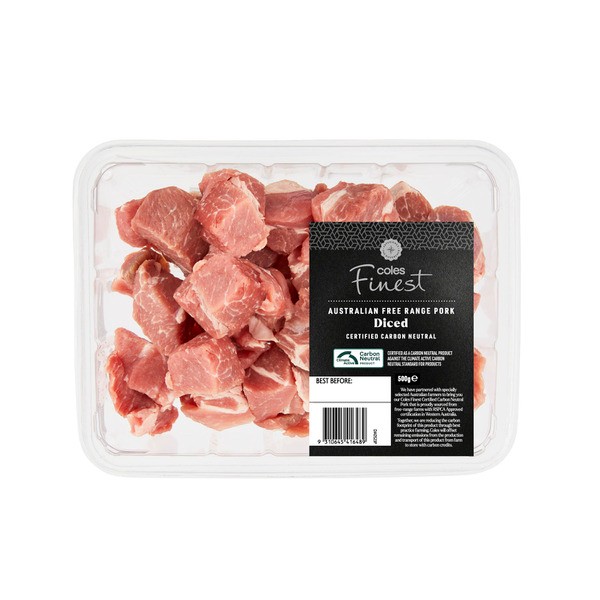 Coles Finest Carbon Neutral Pork Diced | 500g