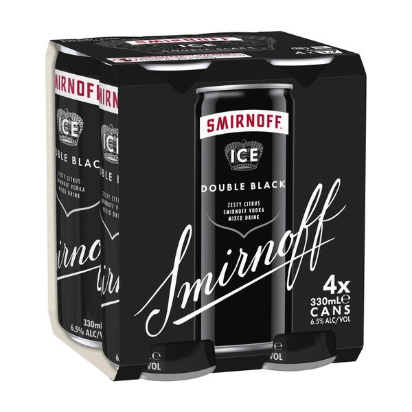 Smirnoff Ice Double Black 6.5% Cans 330mL | 4 Pack