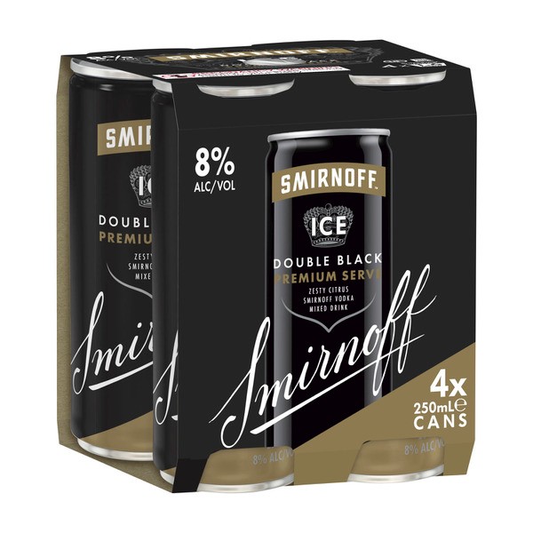 Smirnoff Ice Double Black 8% Can 250mL | 4 Pack