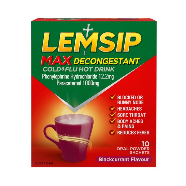 Lemsip Max With Decongestant Blackcurrant | 10 pack