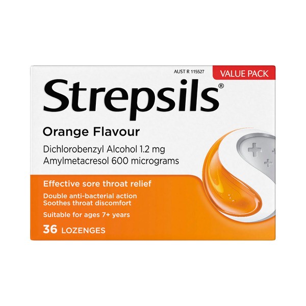 Strepsils Orange Throat Lozenges | 36 pack