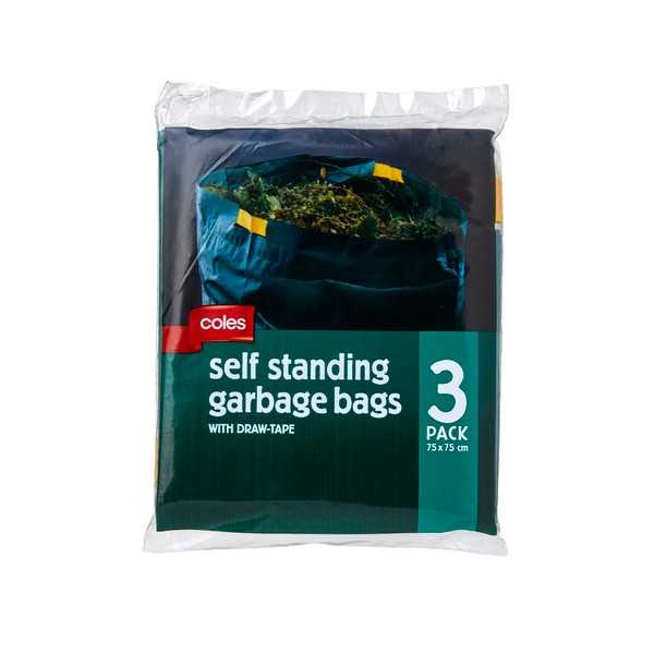 Coles Self Standing Garbage Bags With Draw Tape | 3 pack