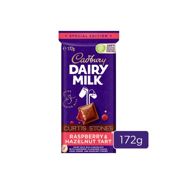 Cadbury Dairy Milk Curtis Stones Raspberry & Hazelnut Tart Chocolate Block | 172g