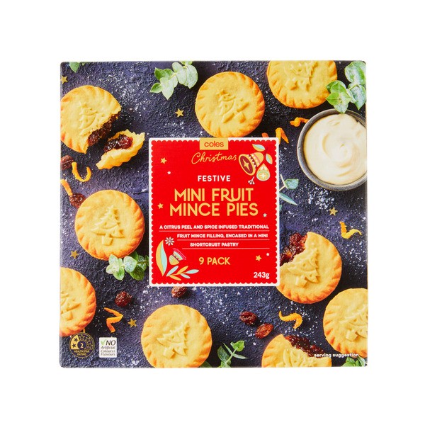 Coles Festive Mini Fruit Mince Pies 9 Pack | 243g