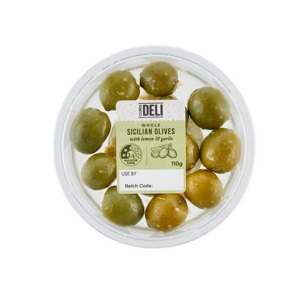 Coles Deli Express Lemon & Garlic Sicilian Olives | 110g