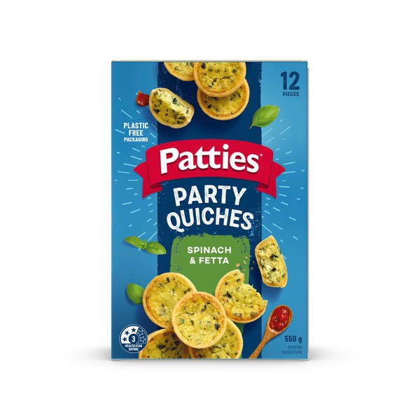 Patties Spinach & Fetta Quiche Party 12 Pack | 550g