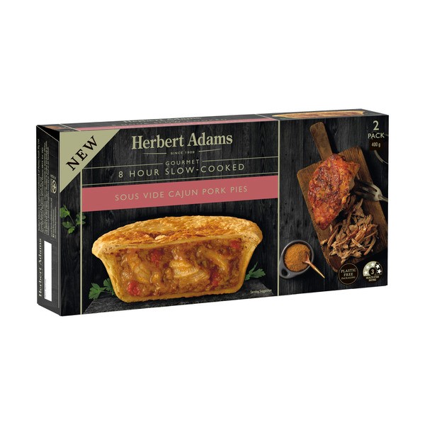 Herbert Adams Slow Cooked Cajun Pulled Pork Pie 2 pack | 400g