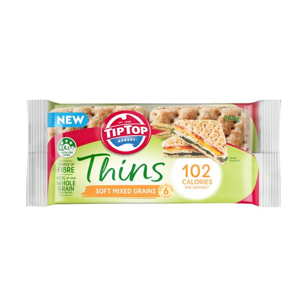 Tip Top Thins Mixed Grains 6 Pack | 240g