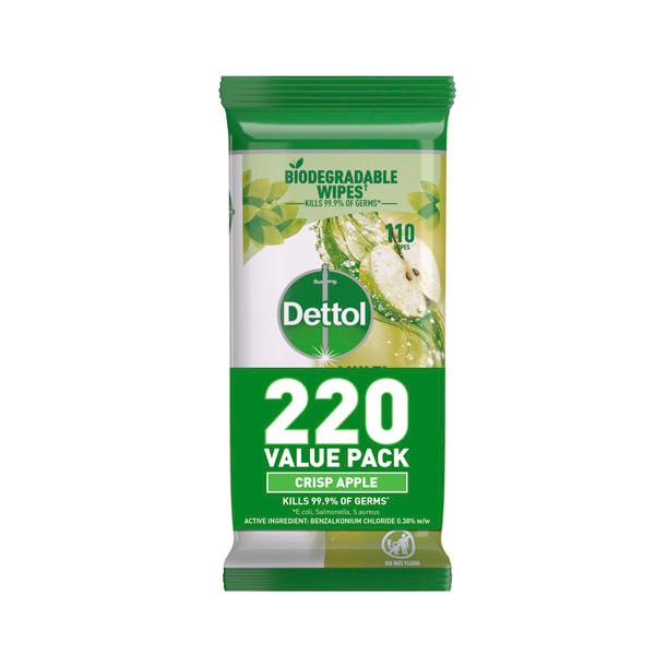 Dettol Multipurpose Disinfectant Cleaning Wipes Apple | 220 pack