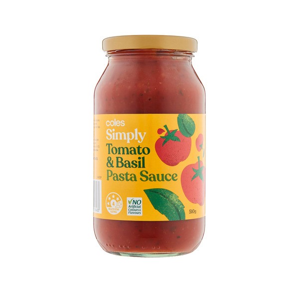 Coles Simply Tomato & Basil Pasta Sauce | 510g