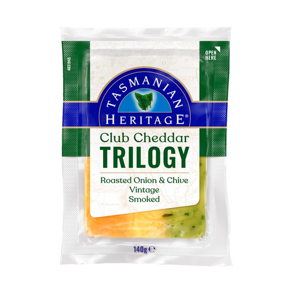Tasmanian Heritage Trilogy Roasted Onion & Chive Vintage & Smoked Cheddar | 140g