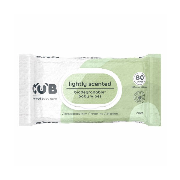 CUB Biodegradable Lightly Scented Baby Wipes | 80 pack