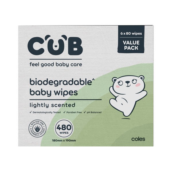 CUB Biodegradable Lightly Scented Baby Wipes | 480 pack
