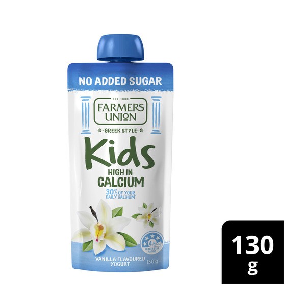 Farmers Union No Added Sugar Kids Yogurt Pouch Vanilla | 130g
