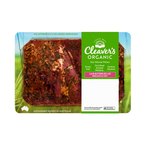 Cleaver's Organic Grass-Fed Lamb Butterflied Leg Roast Oregano & Mint Allergen Free | approx. 500g