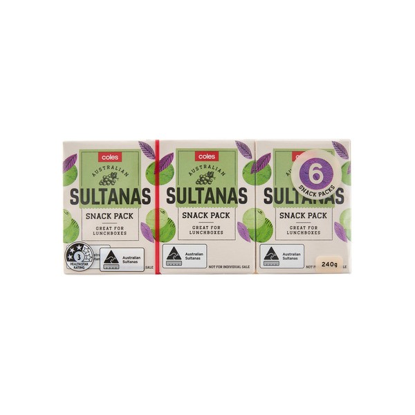 Coles Australian Sultana's 6 pack | 240g