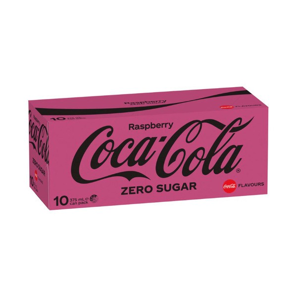 Coca-Cola Raspberry Zero Sugar Soft Drink Can 10x375mL | 10 pack