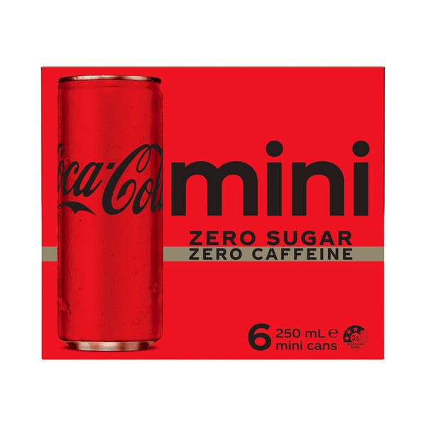Coca-Cola Zero Caffeine Free Coke Soft Drink 6X250mL | 6 pack