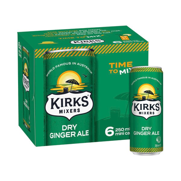 Kirks Mixers Ginger Ale Mini Cans 6x250mL | 6 pack