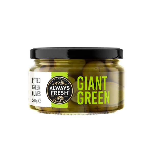 Always Fresh Deli Style Pitted Giant Green Olives | 240g