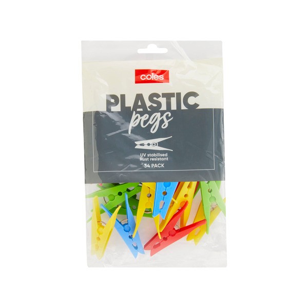 Coles Clothes Plastic Pegs | 34 pack