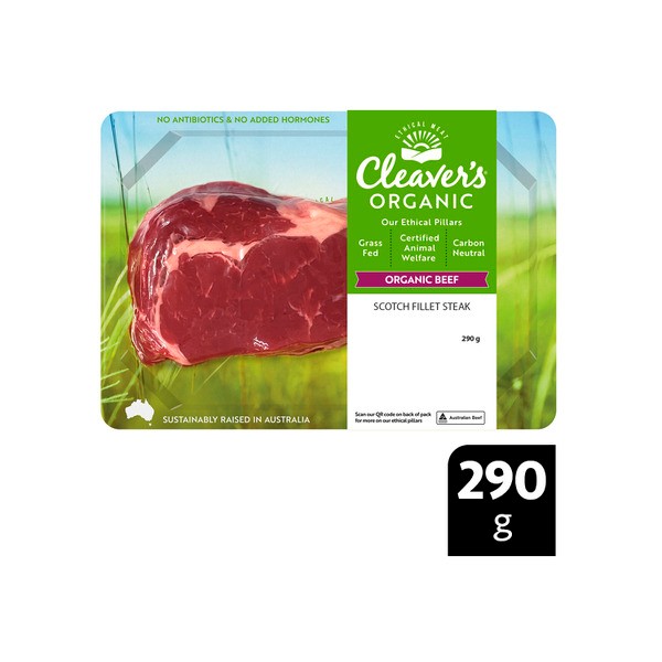 Cleaver's Organic Grass-Fed Beef Scotch Fillet Steak | 290g