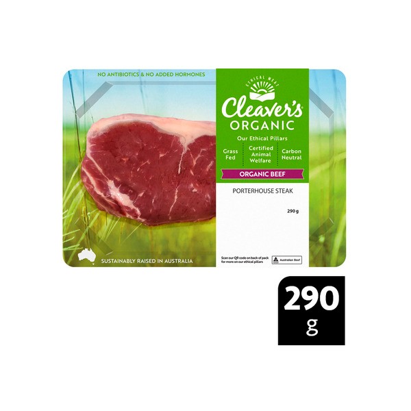 Cleaver's Organic Grass-Fed Beef Porterhouse Steak | 290g
