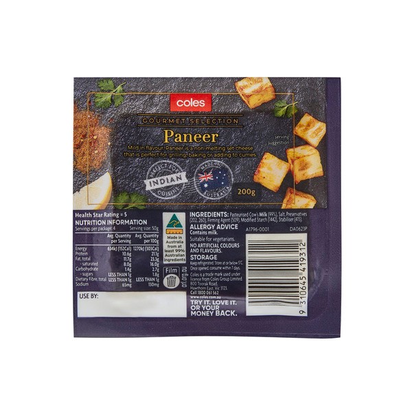Coles Gourmet Selection Paneer | 200g