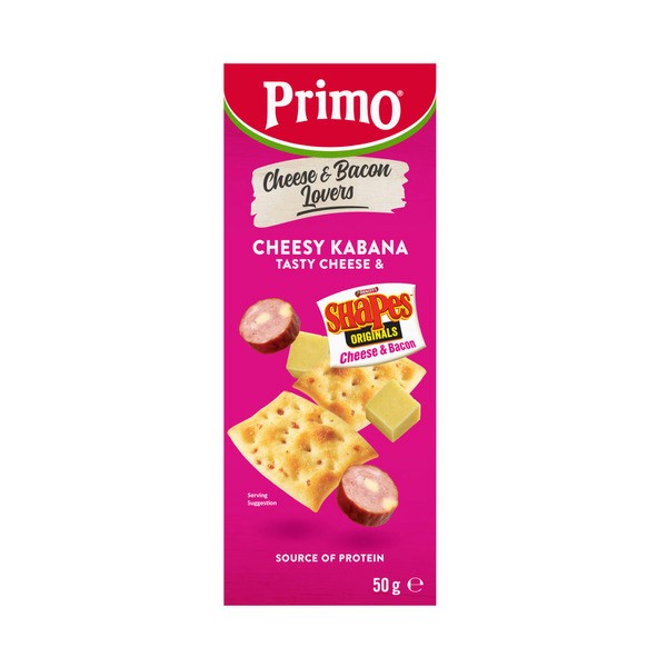 Primo Cheese Kabana Cheese & Bacon Shapes & Tasty Cheese | 50g