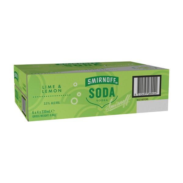 Smirnoff Soda Lemon Lime Can 330mL | 24 Pack