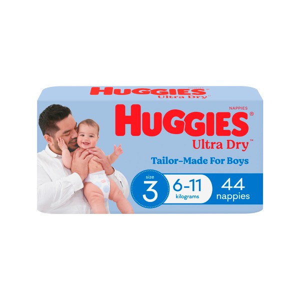 Huggies Ultra Dry Nappies Boys Size 3 (6-11kg) | 44 pack