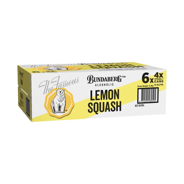 Bundaberg Alcoholic Lemon Squash Can 375mL | 24 Pack