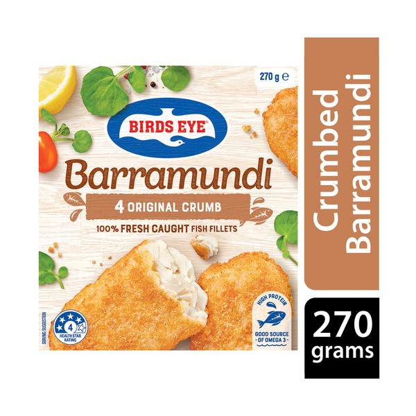 Birds Eye Frozen Fresh Caught Barramundi Fish Fillets 4 Pack | 270g