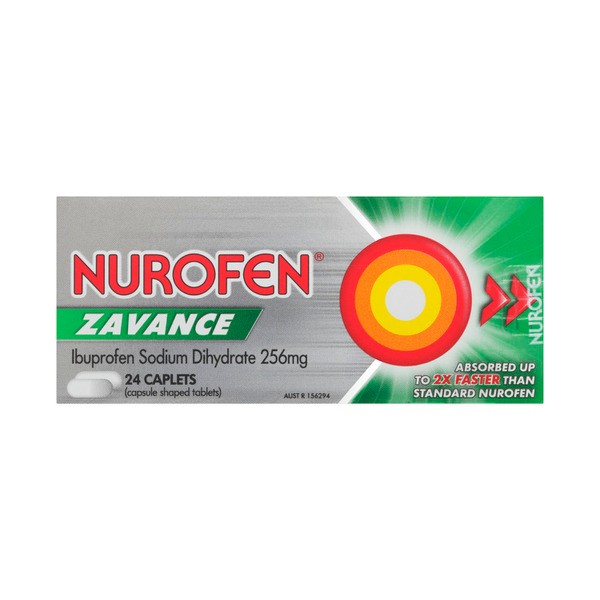 Nurofen Zavance Fast Pain Relief Caplets 256mg Ibuprofen | 24 pack