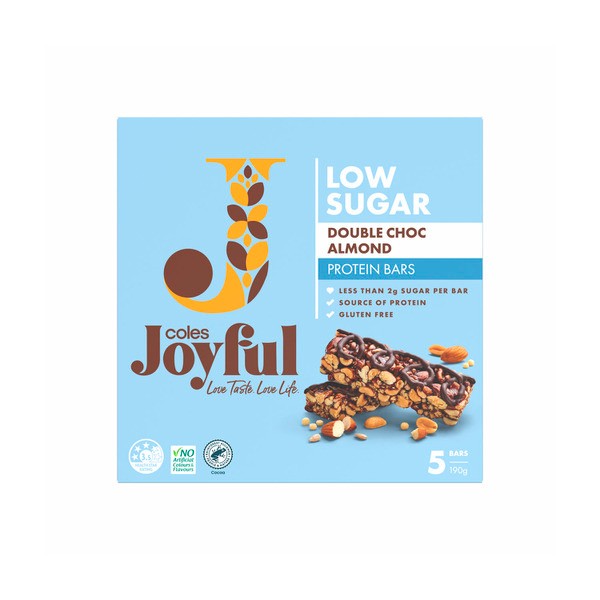 Coles Joyful Protein Bar Double Chocolate Almond 5 Pack | 190g
