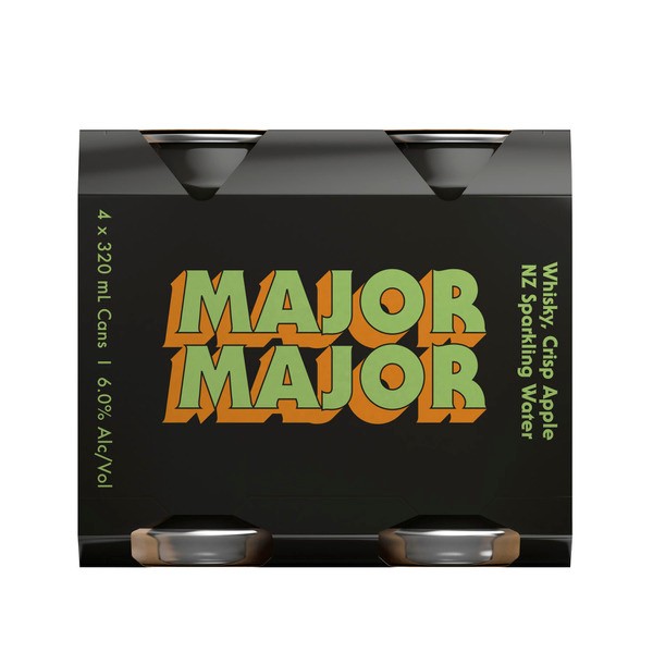 Major Major Whisky Apple & NZ Sparkling Water Can 320mL | 4 Pack