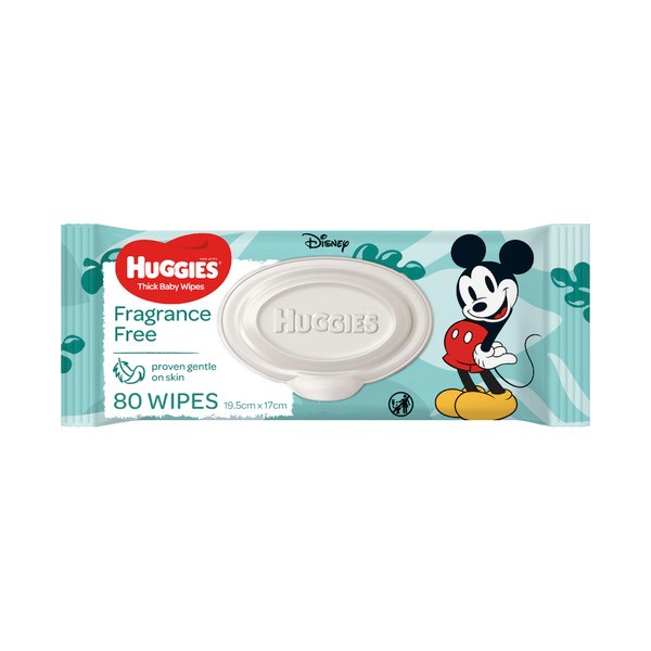 Huggies Thick Baby Wipes Fragrance Free | 80 pack